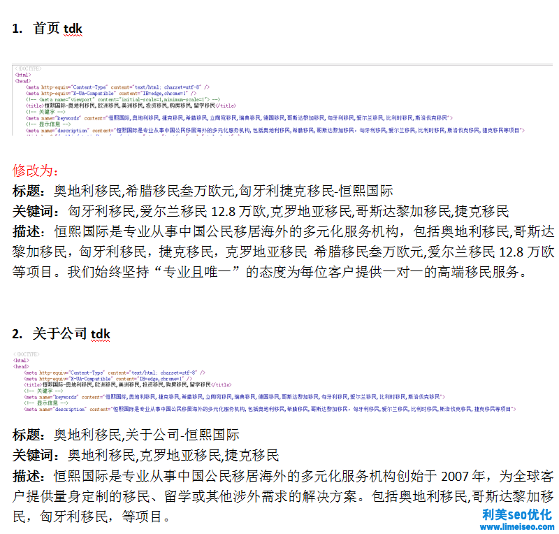 移民留学行业网站优化案例