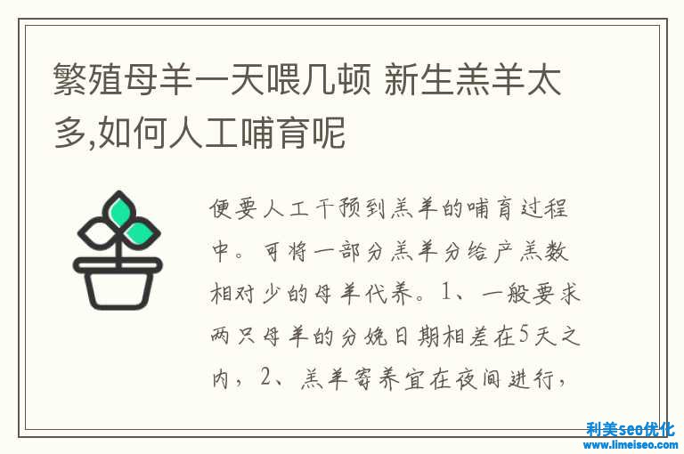 繁衍母羊一天喂几顿 重生羔羊太多,如何人工哺育呢