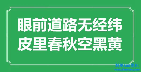 “眼前路线无经纬，皮里春秋空黑黄”是什么意思,出处是哪里