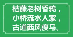 <b>“枯藤老树昏鸦，小桥流水人家，古道西风瘦马”是什么意思_出处是哪里</b>